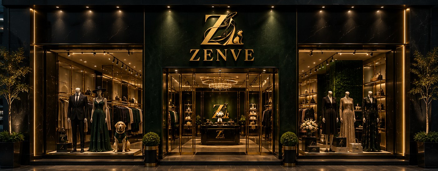 Zenve emerald and gold showroom interior in Jayanagar, Bengaluru